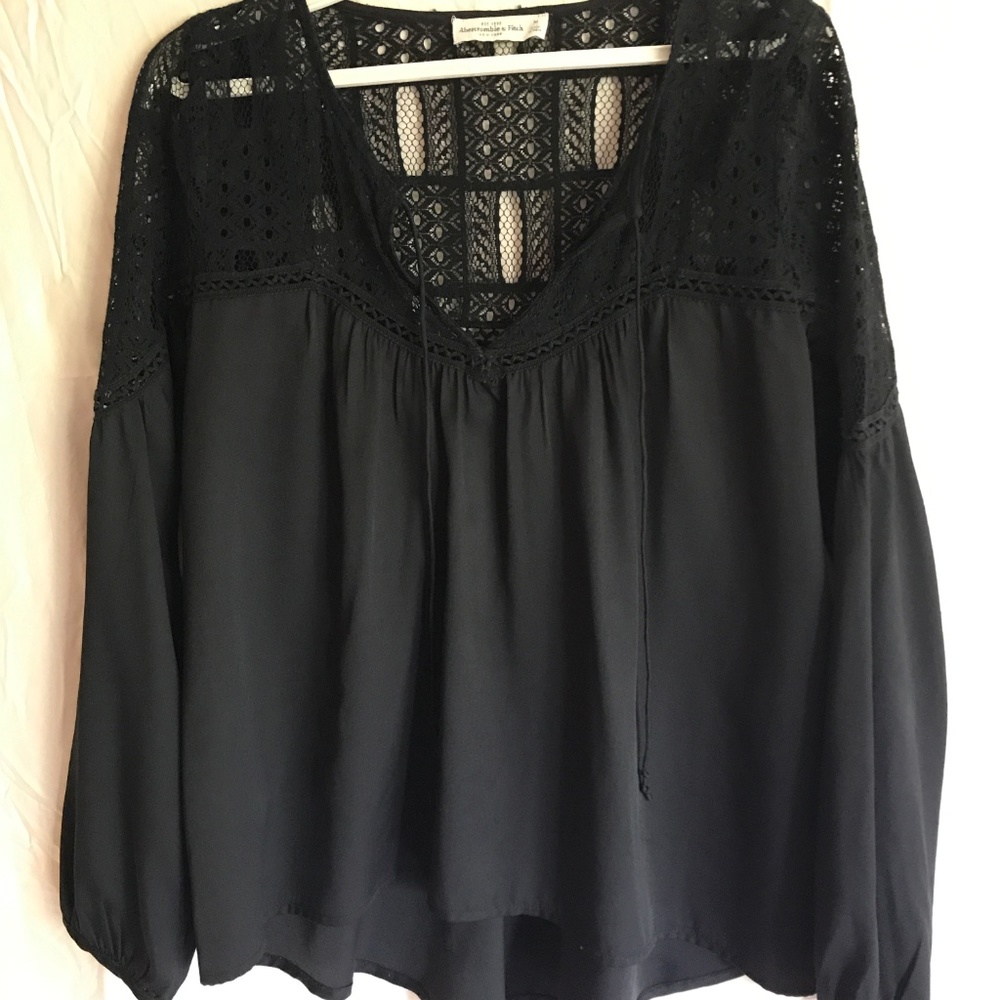Black Abercrombie Peasant Blouse - Picture 2 of 4
